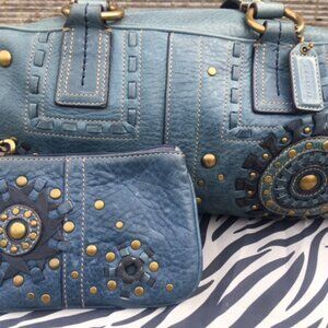 RARE COACH Ltd Edition Vintage Y2K Solo Mia Blue Denim Satchel/Coin  Wristlet